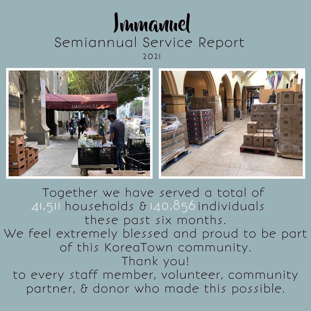 We are overfilled with gratitude in our partnership with <a href="/ImmanuelPresLA/">Immanuel Los Angeles</a> to uplift our #Koreatown community and beyond. 

If you would like to join us in helping, the pantry is in need of volunteers on Mondays, Wednesdays &amp; Fridays 9am-12pm. Pls contact Rev. Michael for deets!