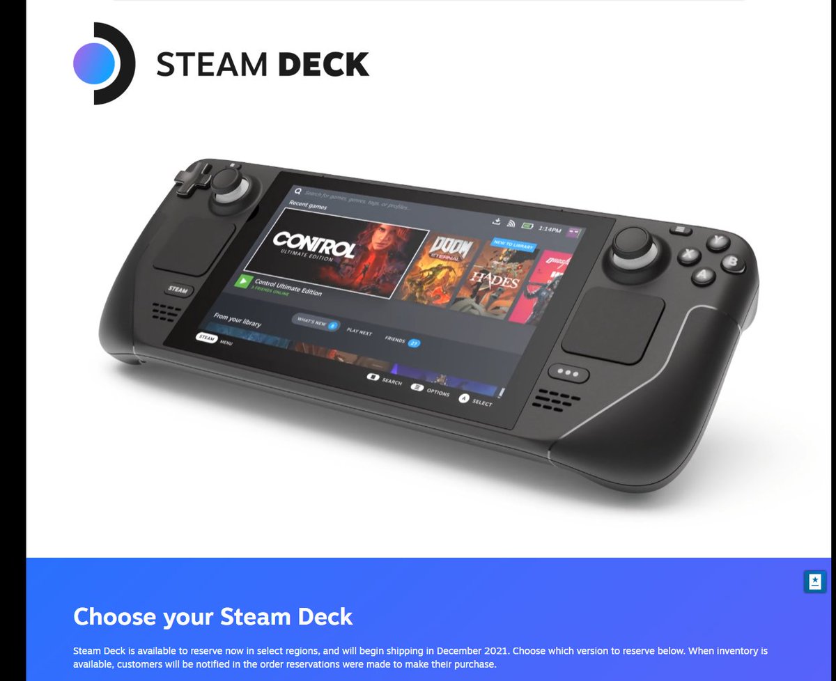 Dexerto's tweet image. Valve has revealed their first hand held device, Steam Deck, releasing in Dec 2021