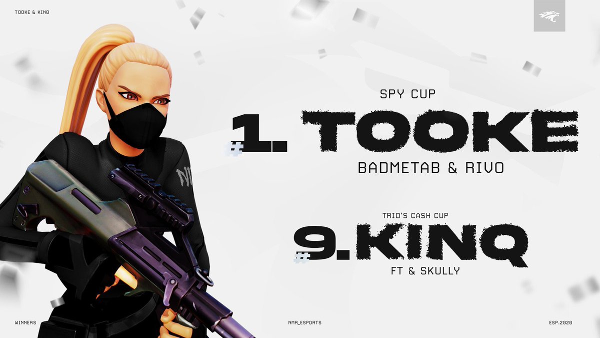 Huge congrats goes out to our NMRs for their amazing performances in this weeks tournaments!

#1 | <a href="/iimTooke/">فيصل</a> (Spy Cup)

#9 | <a href="/Kinqver/">Ziad</a> (Trio Cash Cup)

#NMRonTOP | #Fortnite