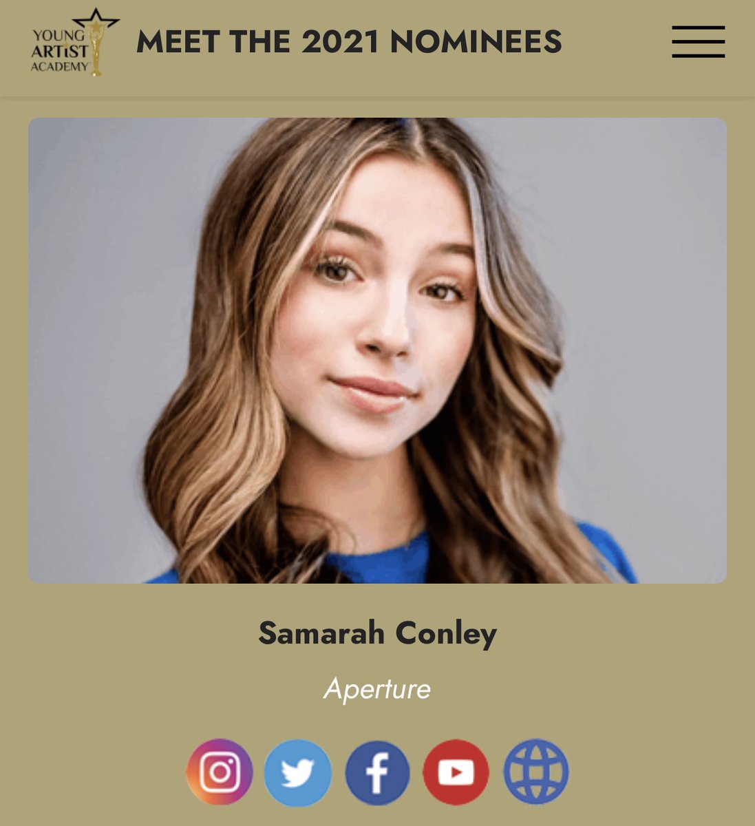 SamarahConley's tweet image. Thank you @YoungArtistAwds for the Short Film Role Young Actress  nomination for my lead role in Aperture.

Congrats to all of the nominees!

#42YAA #youngartistawards #actorslife #youthactor #childactor #shortfilm #indiefilm #adjustyouraperture #aperture #imwithtake3talent