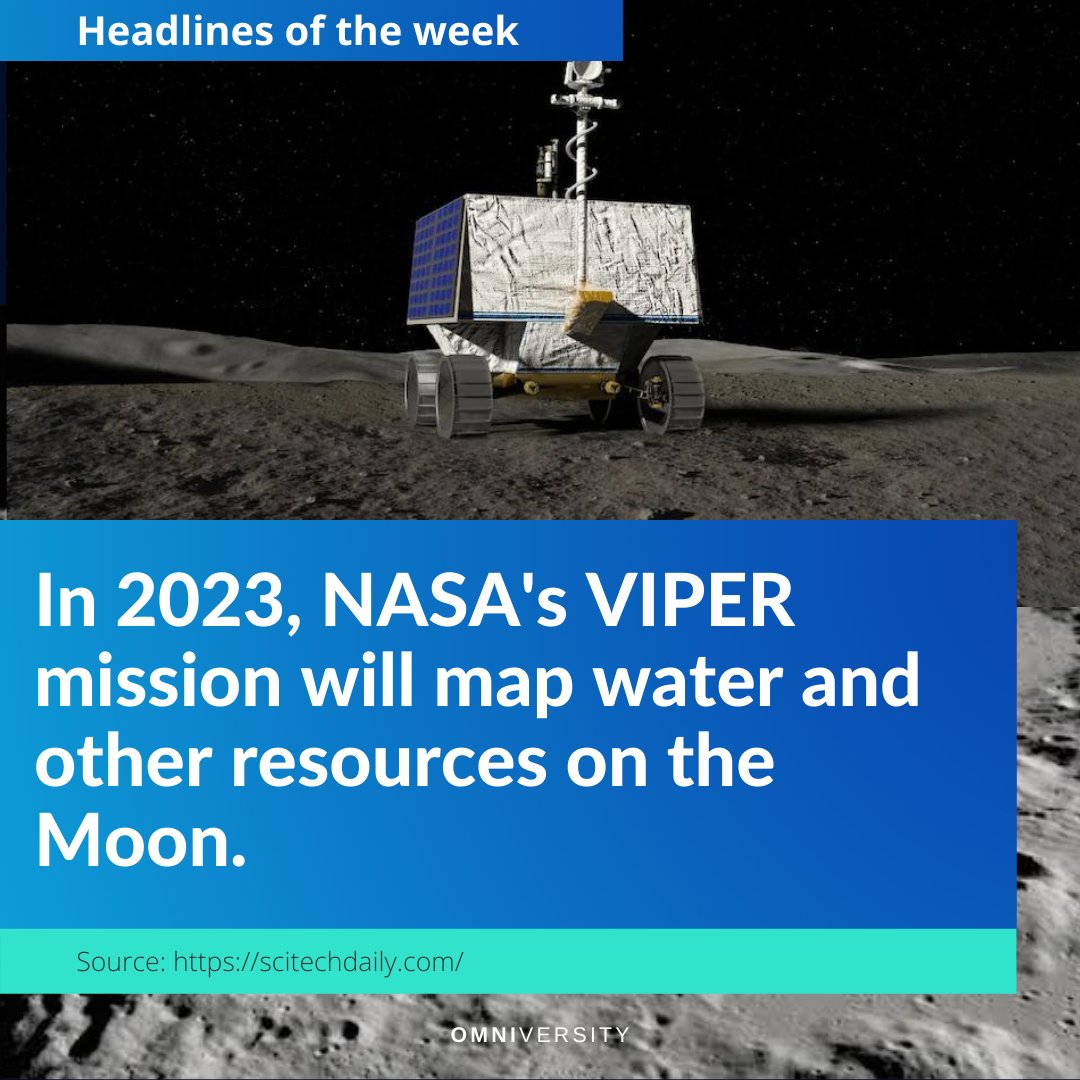 TheOmniversity's tweet photo. 🌕In 2023,NASA will launch d VIPER(Volatiles Investigating Polar Exploration Rover)to obtain a closer look at 🌕's South Pole &amp; assess the concentration of water &amp; other resources. Aim is to determine whether 👨‍👨‍👦‍👦 can be sustained on d planet utilizing locally available resources https://t.co/P2n006IXxS