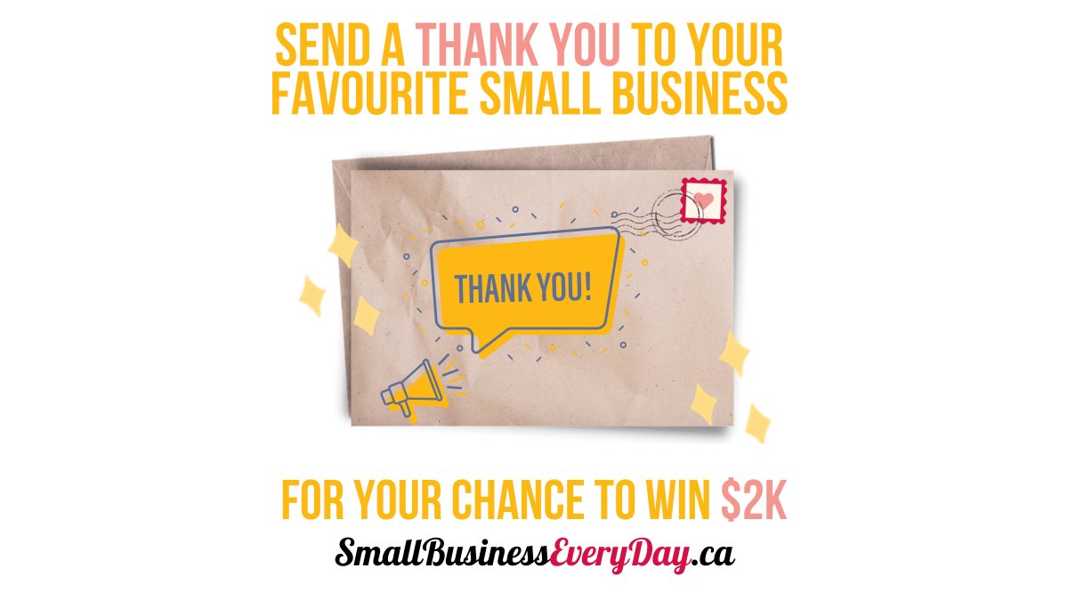 Payworks's tweet photo. Want to win &amp; give back to a small business you 🧡? Enter @CFIBNews' #SmallBusinessEveryDay contest. 
They're giving away $2K to a lucky contestant &amp; $10K to the biz they thank 🙏
Visit https://t.co/SQahh8bM6W to enter. 
#ShopLocal #SupportLocal #ShopSmall #ShopLocalShopSmall https://t.co/X7FCzm1bYB