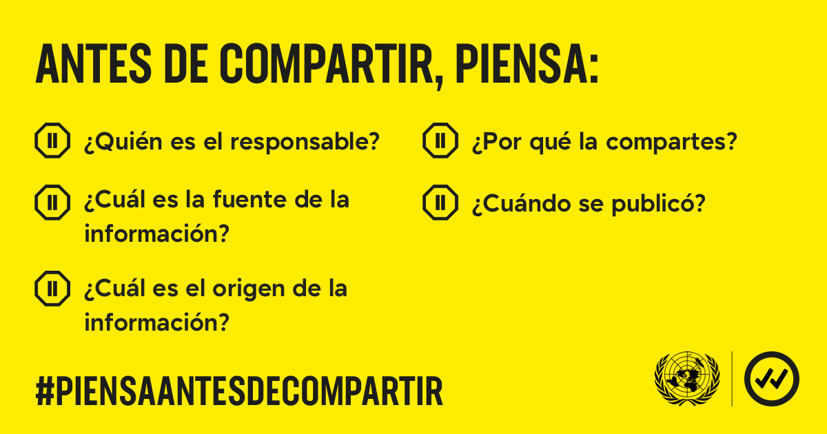 ONU_es's tweet photo. Las teorías de conspiración, los rumores y las mentiras continúan propagándose a una velocidad preocupante durante la #COVID19.

Todos podemos ayudar a abordar este desafío, compartiendo información basada en sólidos datos científicos. https://t.co/wIWfm4o8la https://t.co/CiUbqsgOdB