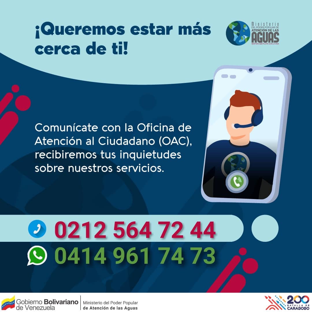 mippci_ven's tweet photo. 🗣️ ¡𝐓𝐨𝐦𝐚 𝐍𝐨𝐭𝐚!✍️ 🇻🇪 
A disposición del pueblo venezolano la línea de atención ☎️ 0212 564 72 44 de 8 am a 4pm para canalizar las dudas e inquietudes sobre el servicio de agua potable y saneamiento.  

#VenezuelaConCuba https://t.co/8sZ2RyTUNs
