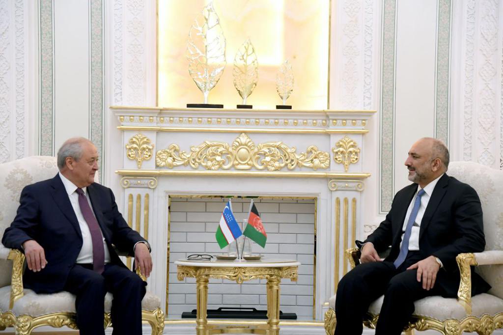 Very glad to meet 🇺🇿 FM HE Abdulaziz Kamilov <a href="/uzbekmfa/">Uzbekistan MFA 🇺🇿</a> ahead of #SCO-AFG meeting in Dushanbe. Discussed HE President <a href="/ashrafghani/">Ashraf Ghani</a>’s participation in Regional Connectivity summit in Tashkent from July 15-16 &amp; bilateral issues including trade, transit, connectivity &amp; coop on peace.
