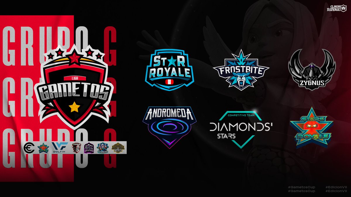 #ClashRoyale | Grupo G

▪️ @Star_RoyalePeru 🇵🇪
▪️ @FrostbiteCR 🇫🇮 
▪️ <a href="/Zygnus_/">Zygnus E-Sports</a> 🇪🇨
▪️ @AndromedaGGWP 🇨🇦
▪️ <a href="/DiamondsStarsGG/">Diamonds' Stars</a> 🇮🇹
▪️ @Stars_Royale_ 🌐

🤔¿Qué equipos podrán clasificarse? 

#GametosCup