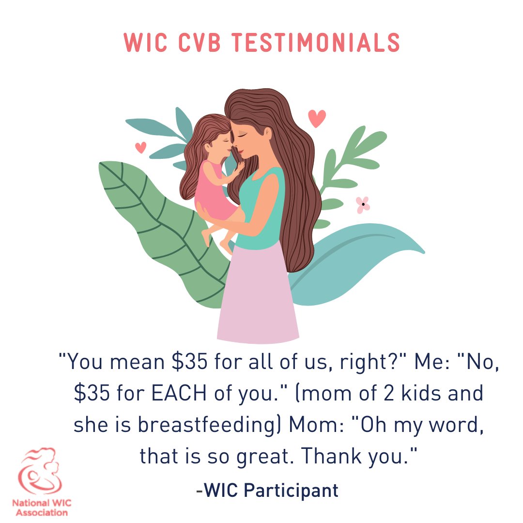 NatWICAssoc's tweet photo. Q6.) What impact have you seen #WIC’s Cash Value Benefit (CVB) increase have on families in your community? #WICWorksChat https://t.co/kFgj9qIy7d