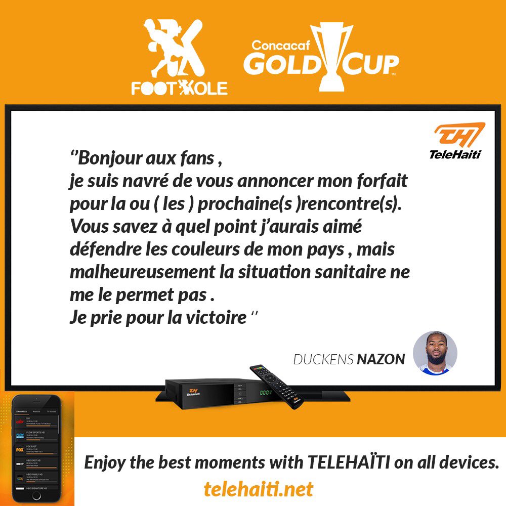 FootKole's tweet photo. 🎙Duckens Nazon Forfait...!!
#FOOTBALL #FOOTKOLE #GoldCup21 #HAICAN https://t.co/lVZlZVf1Rb
