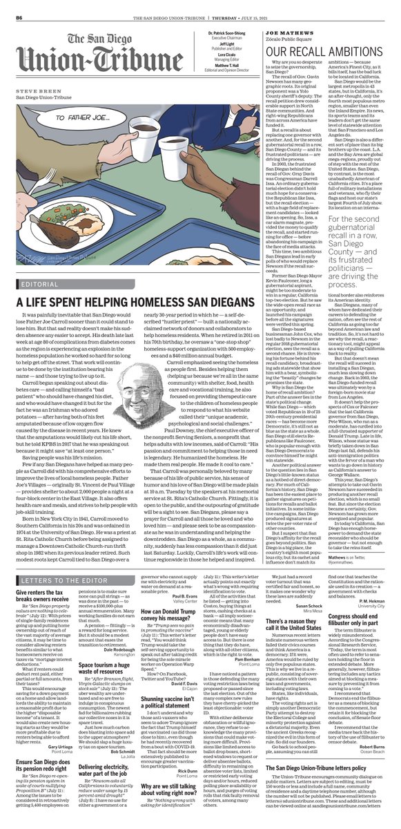 sdutOpinion's tweet photo. Father Joe Carroll made San Diego a better place. https://t.co/OVSvrWIGMn