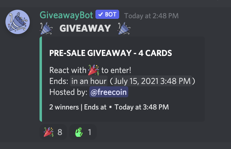 CryptoMCards's tweet image. To celebrate our pre-sale (today at 4pm EST) we'll give away 4 cards that we had minted to OpenSea to 2 lucky winners.

Join our discord and react to the giveaway bot message.
discord.gg/h4FF5BZTmg