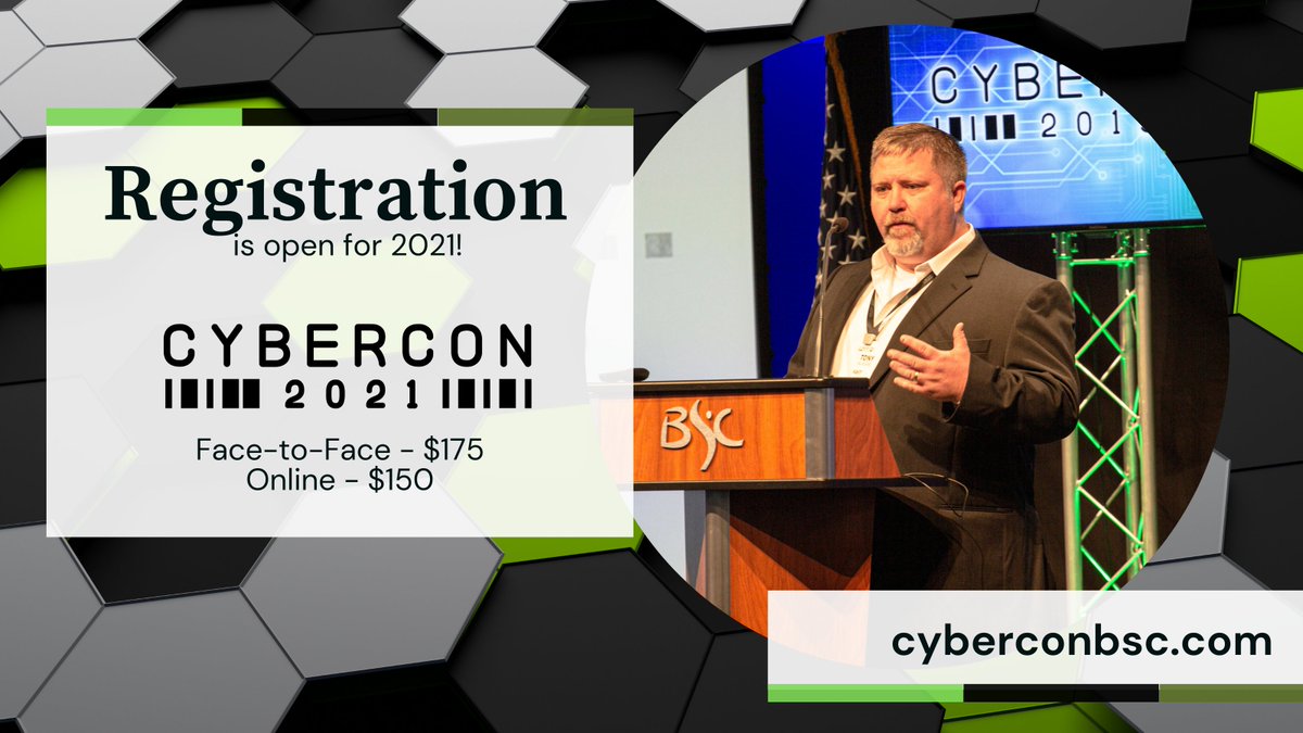 Registration is open for CyberCon 2021 at Bismarck State College! Join us in person or online! cyberconbsc.com #cybersecurity #criticalinfrastructure #cyberconference