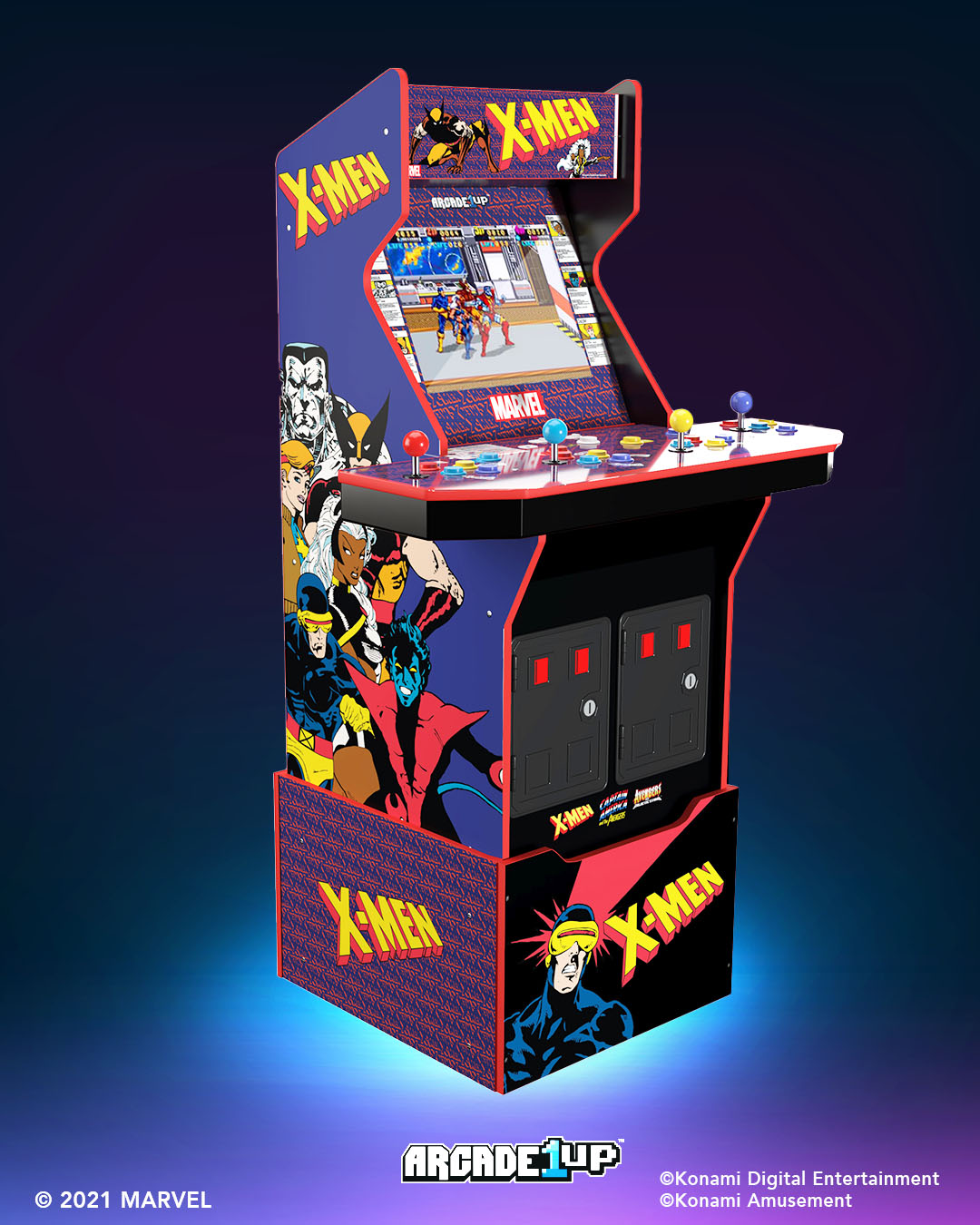 MARVEL - ilandshop Arcade 1 Up Marvel X-Men Arcade with Stool & Riser