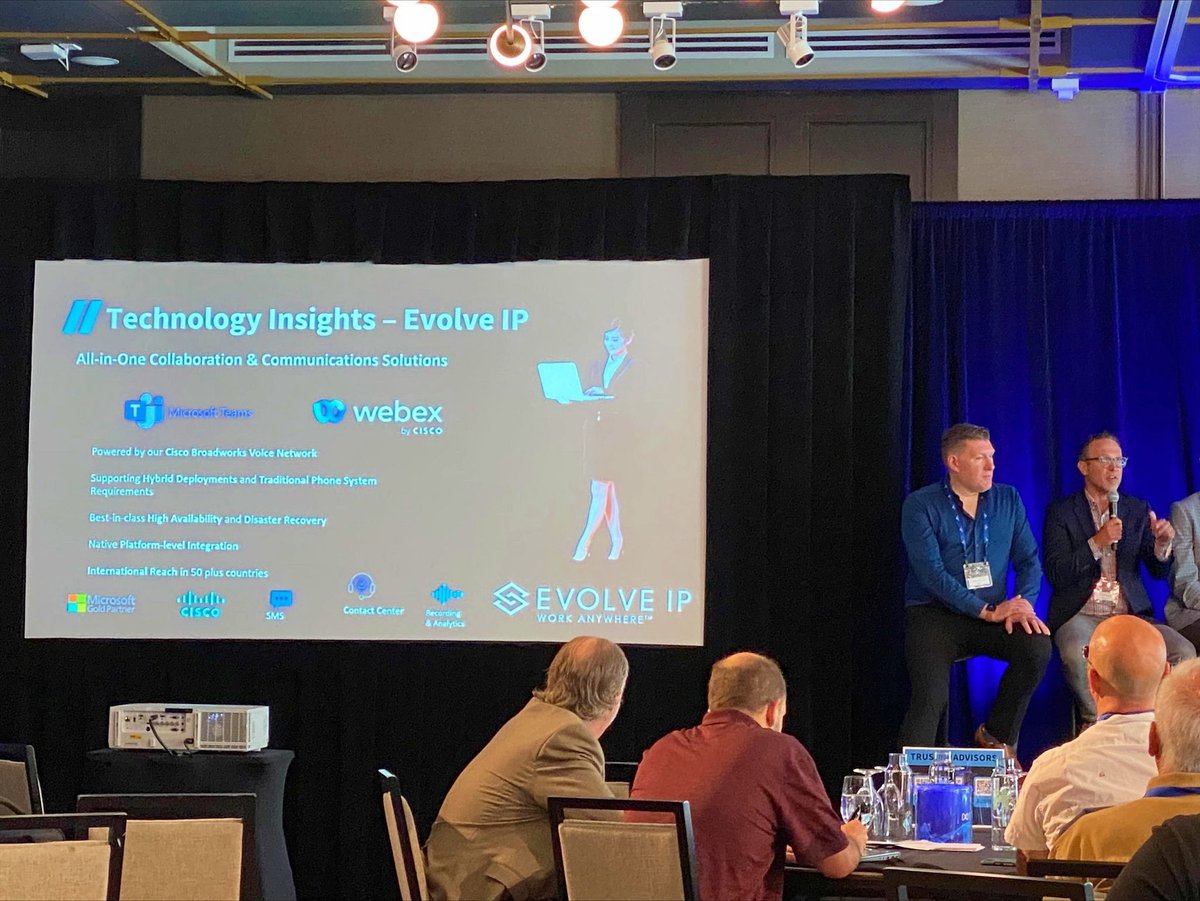 EvolveIP's tweet photo. Our own @scottkinka on stage at @Avant_CCC Denver Bootcamp talking about Microsoft Teams Enterprise Voice and the HUGE market opportunity for partners!
Great job, as always, by Brent Wilford leading the Accelerate Your UC Business panel! #JoinTheEvolution #AVANTDenverBootcamp https://t.co/InmtFViBp1