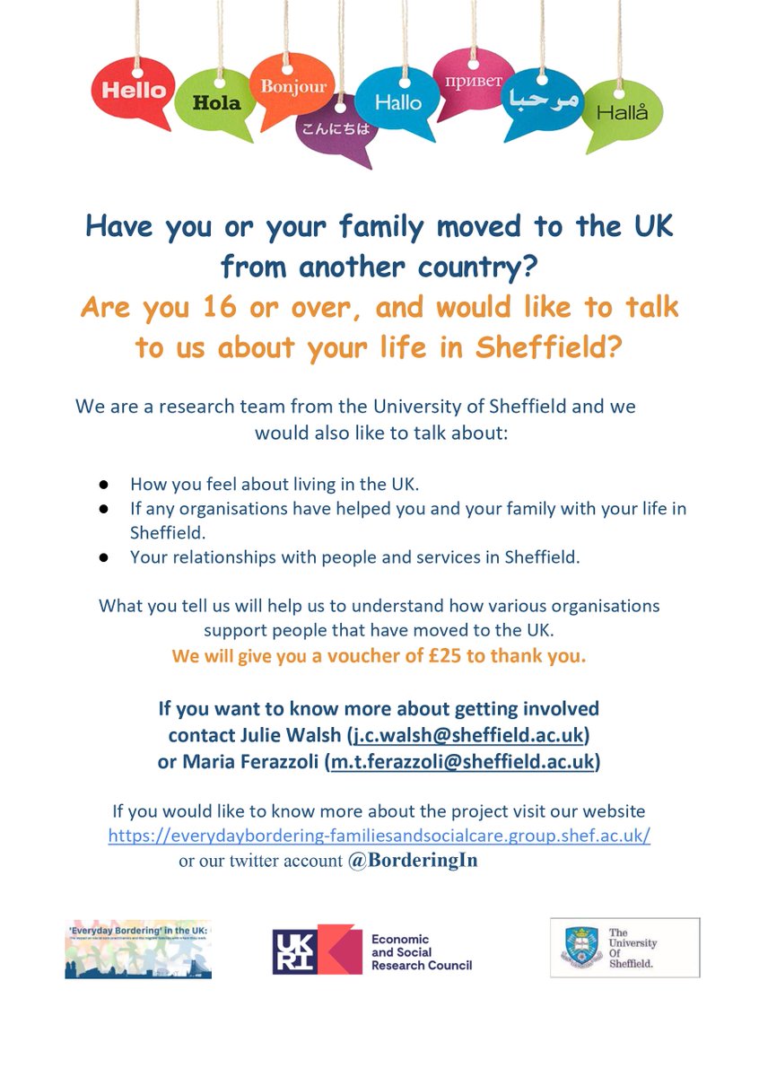 BorderingIn's tweet photo. We are still recruiting for our research! @uniofsheffSW  @element_soc @SocStudiesShef @BSA_FARGroup @sheffielduni https://t.co/g0M2tvPpQw