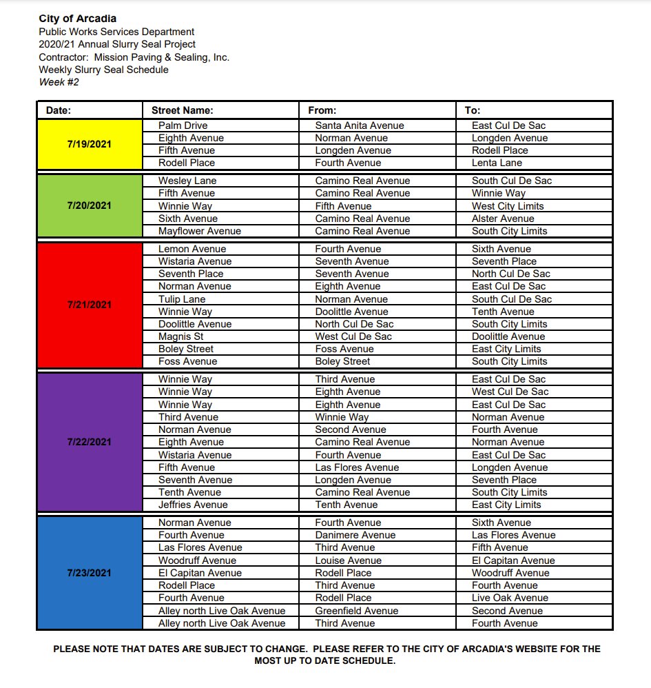 Shape Arcadia on Twitter "Week 2 of the City's annual Slurry Seal