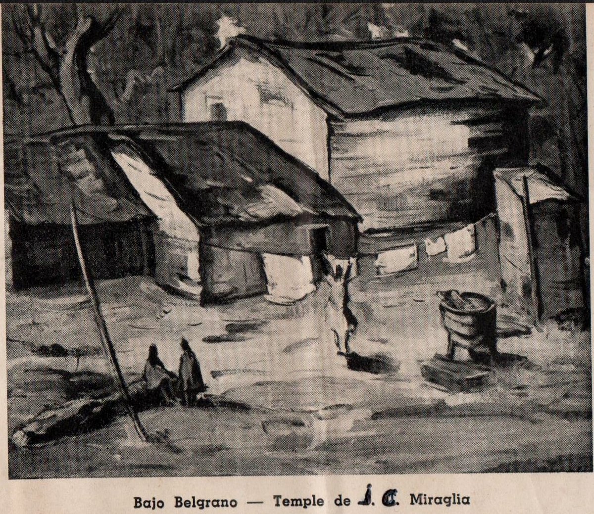 "Bajo Belgrano" obra de Juan Carlos Miraglia (1900-1983). Expuesta en el XXIX Salón de Acuarelistas y Grabadores. Año 1943.