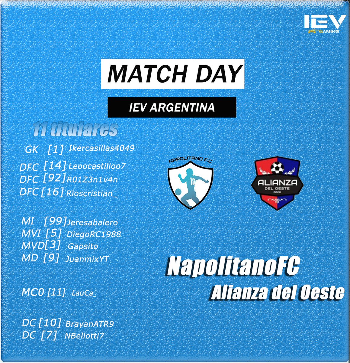 NapolitanoFC1's tweet photo. 🏆 Noche de liga en @ievargentina

🗓 Fecha 2
🕚 23:30 hs
🆚 #AlianzaOeste

VAMOS NAPO 🔟💙🤍 https://t.co/jr6Kn2INZh