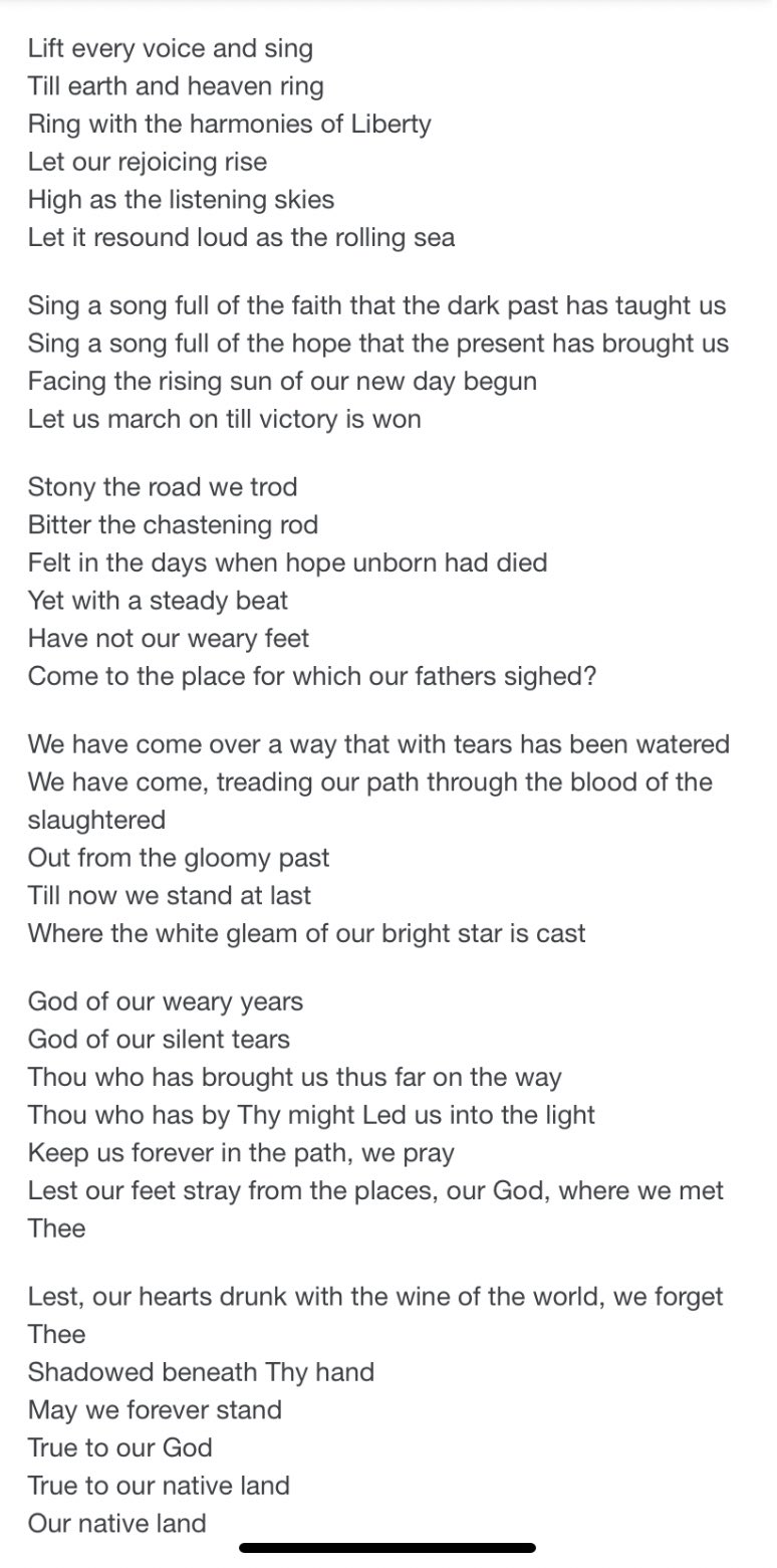 Natalie Fertig on X: &ldquo;Here&rsquo;s are the lyrics to “Lift every voice 