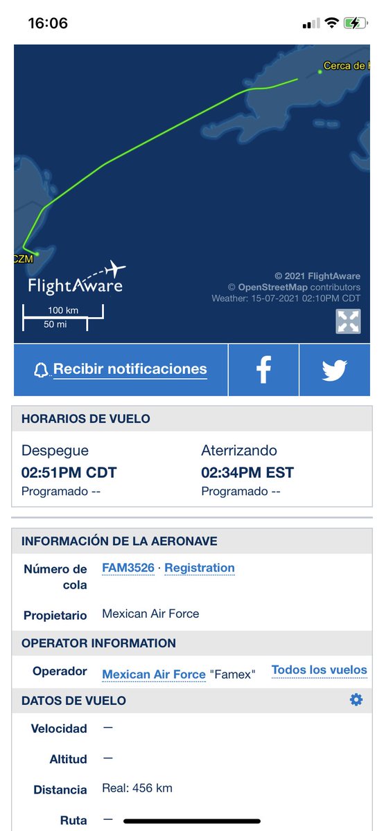 LibertarioMx01's tweet photo. El @GobiernoMX tendrá que dar explicaciones sobre el vuelo del FAM3526 que partió hoy de la CDMX (MEX) a las 9:34 a.m. hacia La Habana, Cuba 🇨🇺 y regresó a la Isla de Cozumel, Q. Roo, México (CZM) a las 2:43 p.m.
@lopezobrador_ ¿Otra vez rescatando a tiranos y narcodictadores? https://t.co/6MFEXBkxTK