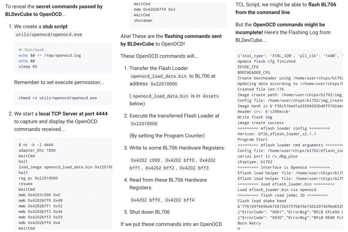 MisterTechBlog's tweet image. Capturing the secret #OpenOCD Commands for flashing #BL706

github.com/lupyuen/lupyue…