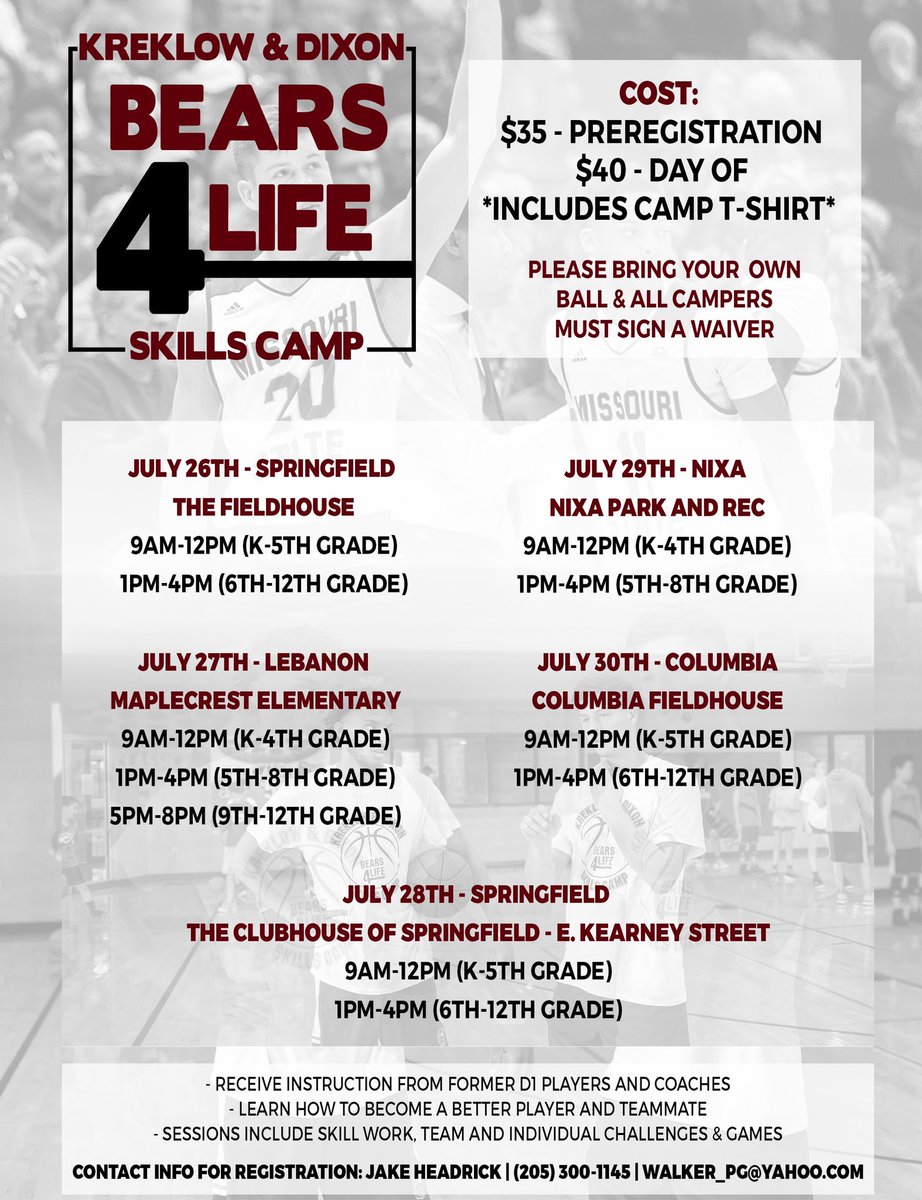 Carson and Crain are looking forward to your camp! Thank you <a href="/JayDixon_11/">Jarred Dixon (JD)</a> <a href="/R_pain_10/">Ryan Kreklow</a> for continuing to empower and invest your blood, sweat and tears into the SWMO community! Go Bears! #dixonindesperation #krekdaddy @SpringfieldCVB <a href="/CityofNixa/">City of Nixa</a> <a href="/CityofLebanonMO/">City of Lebanon, Missouri</a>