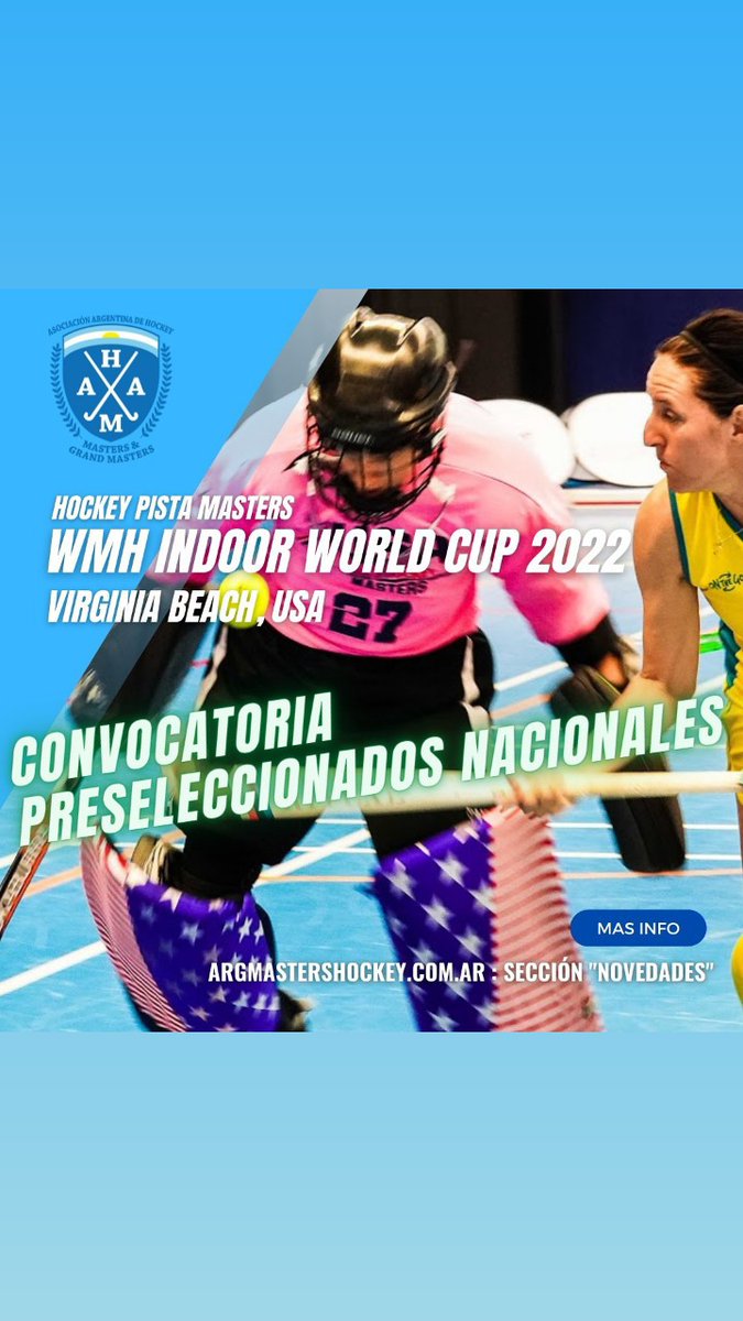 Convocatoria preseleccionados nacionales ✔️🇦🇷
.
WMH Indoor World Cup 2022🏑
.
Más info en 
argmastershockey.com.ar/novedades/