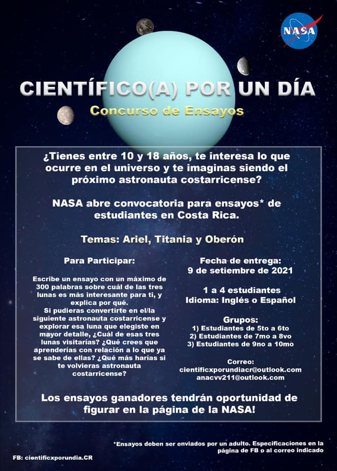 Me llegó esta convocatoria para estudiantes en #CostaRica y me parece una bonita dinámica que promueve el interés por la ciencia 🚀. Si conocen de alguien a quien pueda interesarle, no duden en compartirlo 🙂

Les agradezco sus retweets para aumentar el alcance 😌
Cc: <a href="/criskotsu/">A.Vásquez, PhD</a>
