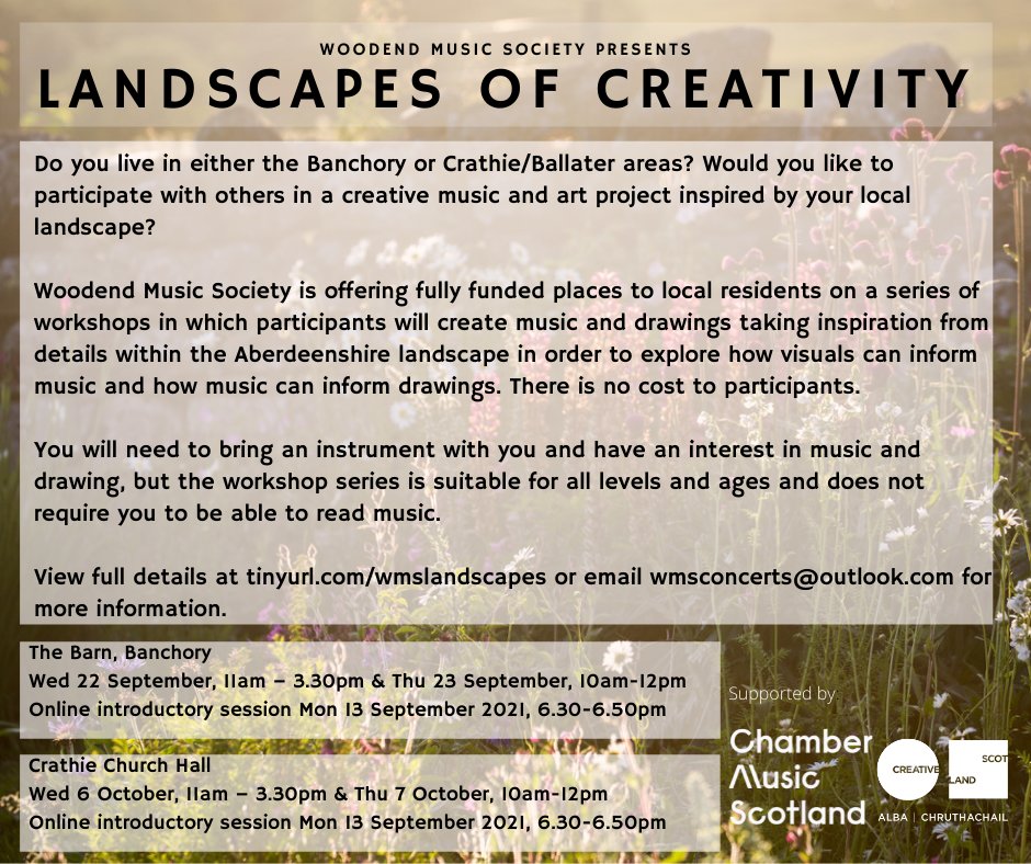 WMS Concerts (@wmsconcerts) on Twitter photo Huge thanks to <a href="/chambermusicsct/">Chamber Music Scotland</a> supporting this exciting workshop series for residents in either the #Banchory or the #Crathie & #Ballater areas - creating music and art inspired by the local landscape Huge thanks to <a href="/chambermusicsct/">Chamber Music Scotland</a> supporting this exciting workshop series for residents in either the #Banchory or the #Crathie & #Ballater areas - creating music and art inspired by the local landscape