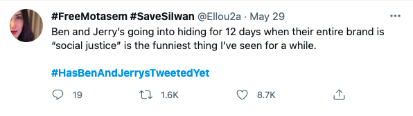 BostonGlobe's tweet photo. Since then, Ben &amp; Jerry’s stopped posting entirely.

The silence prompted online protestors to rally behind the hashtag #HasBenAndJerrysTweetedYet, pointing to the company’s absence from social media as evidence of the effectiveness of their campaign. https://t.co/EI9sYPWSXT https://t.co/rfv3AXgOR7