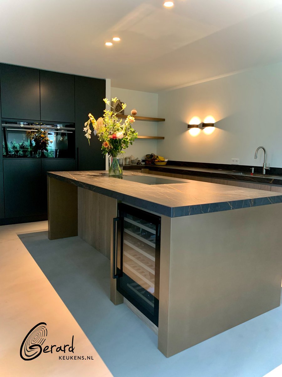 Brinse metaallak, keuken op maat, dekton laurent, donkerbruin marmer, gerardkeukens.nl