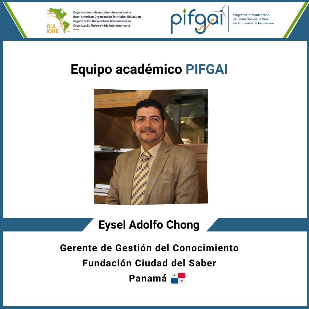 ouiiohe's tweet photo. Conoce a Eysel Adolfo Chong, docente del equipo académico #PIFGAI, quien cuenta con más de 22 años de experiencia como consultor empresarial y catedrático universitario en formación y desarrollo de planes empresariales.
Más información: https://t.co/24O05PkOXq https://t.co/R9QCdmEYEl