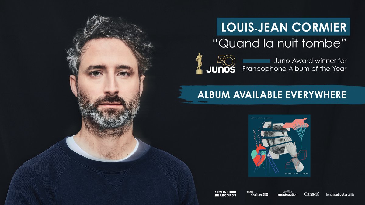 Exclaim! (@exclaimdotca) on Twitter photo Listen to <a href="/LouisJean_solo/">Louis-Jean Cormier</a>'s 2021 <a href="/TheJUNOAwards/">The JUNO Awards</a>-winner for Francophone Album of the Year 'Quand la nuit tombe' lnk.to/Quandlanuittom… Listen to <a href="/LouisJean_solo/">Louis-Jean Cormier</a>'s 2021 <a href="/TheJUNOAwards/">The JUNO Awards</a>-winner for Francophone Album of the Year 'Quand la nuit tombe' lnk.to/Quandlanuittom…