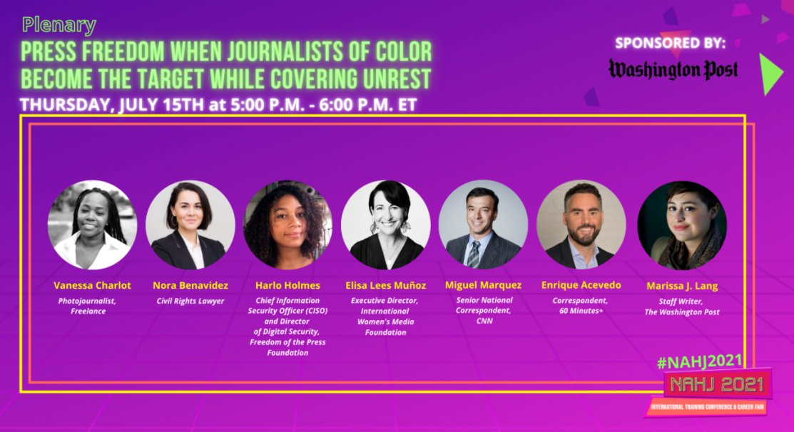 🚨#NAHJ2021 PANEL ALERT🚨

<a href="/Enrique_Acevedo/">Enrique Acevedo</a> moderates <a href="/NAHJ/">NAHJ</a>’s signature plenary session on press freedom with a focus on journalists of color becoming targets when covering unrest.

 5 PM, ET 👇