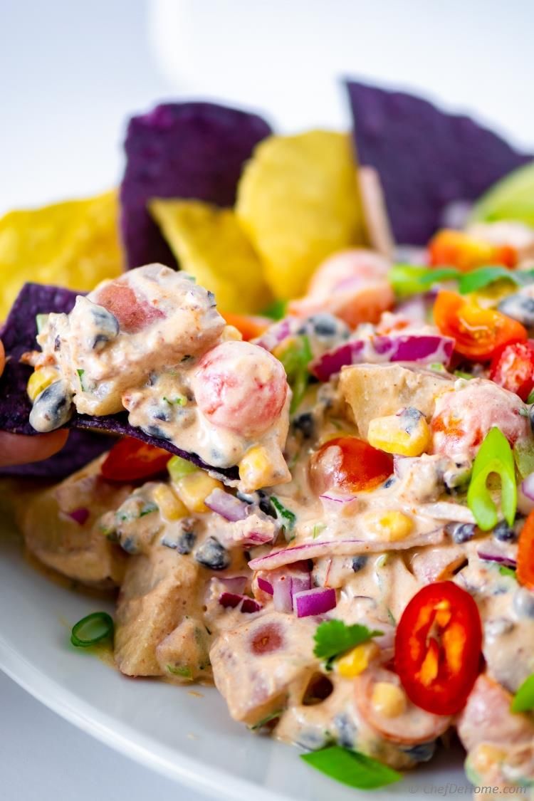 #RecipeOfTheDay Loaded Potato Salad with Best Ever Potato Salad Dressing
bit.ly/2VvquKt
 Loaded New Potato Salad with cherry tomatoes, beans, tortilla chips, and the best ever creamy, spicy Mustard-Chipotle Potato Salad Dressing. You will love the flavors!