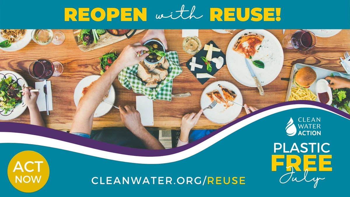 CleanWater_MD's tweet photo. Reusables have proven to be SAFE during a pandemic, yet the plastics industry is still falsely marketing to convince restaurants to purchase more of their single-use products. Urge restaurants to #ReopenWithReuse! #PlasticFreeJuly #ReThinkDisposable https://t.co/PZo78UmuHO https://t.co/DBVw9QngAf