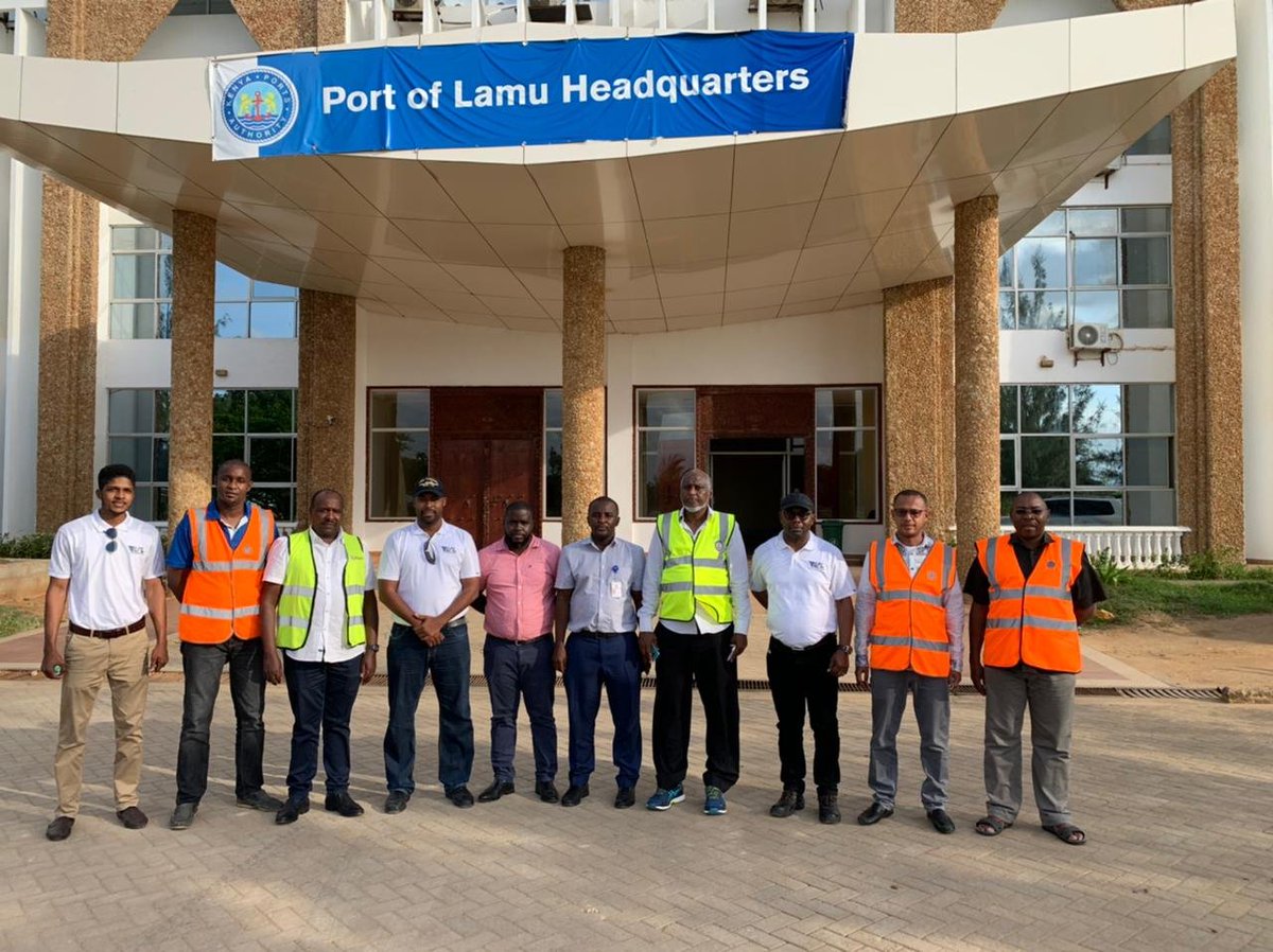 LSL Team Joined by management of KPA, KRA, CMA CGM and Lamu County commissioner to receive "AMU 1" , the first ship to make a commercial voyage at New port of Lamu.