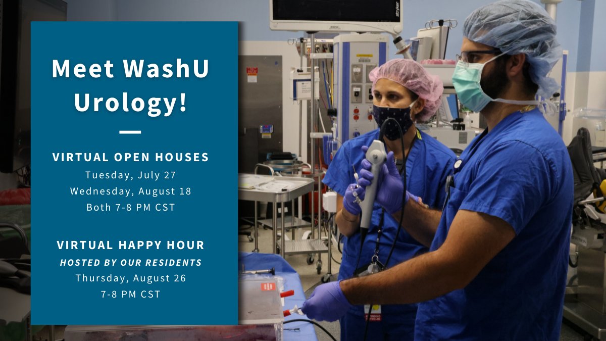 WashU Medicine Division of Urology (@washu_uro) on Twitter photo Meet #WashUUrolgy at our upcoming virtual open houses on July 27 and August 18 and virtual happy hour on August 26!
Register here: wustl.az1.qualtrics.com/jfe/form/SV_2c…
<a href="/Inside_TheMatch/">Inside The Match</a> <a href="/UroResidency/">UroResidency</a> <a href="/Uro_Res/">The Urology Applicant âš•</a> Meet #WashUUrolgy at our upcoming virtual open houses on July 27 and August 18 and virtual happy hour on August 26!
Register here: wustl.az1.qualtrics.com/jfe/form/SV_2c…
<a href="/Inside_TheMatch/">Inside The Match</a> <a href="/UroResidency/">UroResidency</a> <a href="/Uro_Res/">The Urology Applicant âš•</a>