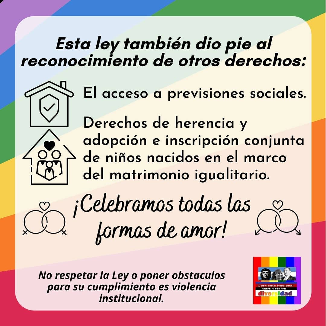 MartinFierroCN's tweet photo. 11 AÑOS DE IGUALDAD 🌈 

Celebramos un fecha que marcó un antes y un después en el reconocimiento y ampliación de derechos de la comunidad LGBTI+

#MatrimonioIgualitario https://t.co/WFttiHbbE2