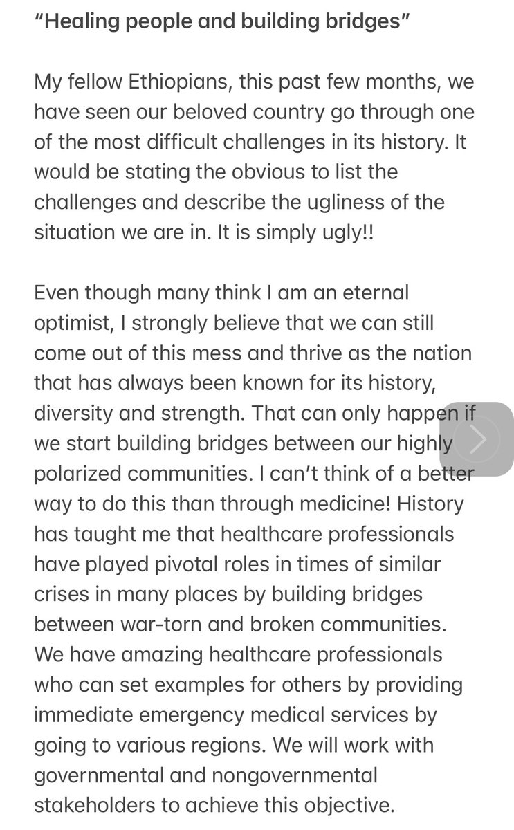 ateame's tweet photo. I would like to challenge our healthcare professionals with the following mission. Let’s set example by building bridges between polarized communities. @lia_tadesse @FMoHealth @DrSenait @DrTsion @FlawlessinET @FitsumberhanG @alulamd @Zemedeneh @dssiraj @selamina_a @HenokPrecise https://t.co/Fh85BEspsF