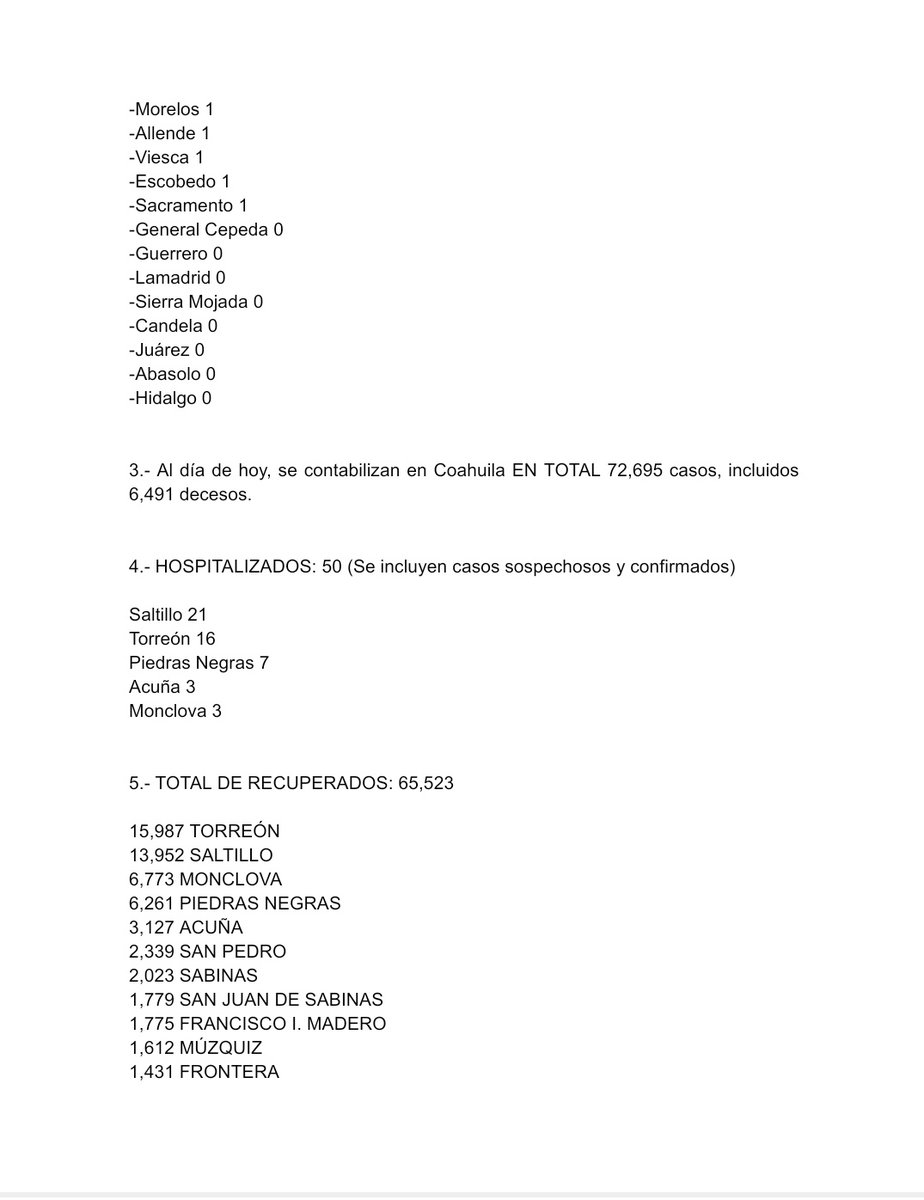GobDeCoahuila's tweet photo. 📍#REPORTE #COAHUILA DEL PLAN ESTATAL DE PREVENCIÓN Y CONTROL #COVID_19

• Actualización 🗒️ jueves 15 de julio.

 Con motivo de mantener a la población informada de los principales avances del Plan Estatal de Prevención y Control COVID-19, la @GobDeCoahuila informa: https://t.co/rmdwvLrmeo