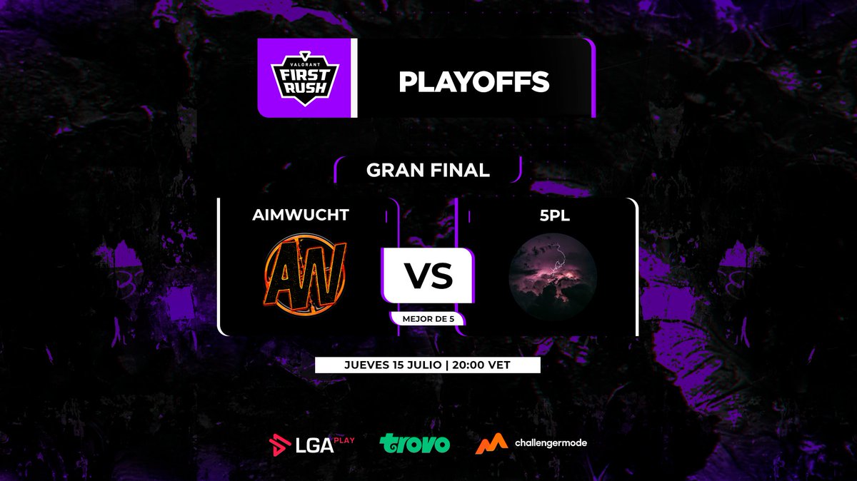 LGAplay's tweet photo. ¡Hoy se define la #FirstRush!
Nuestra competencia de #VALORANT llega a su fin con la GRAN FINAL de esta noche.
¿Quién se llevará la victoria? ¡No se lo pierdan esta noche!
@aimwucht 🆚#5PL
@GeXero 🎙 @Mynx_g
Sponsored by: @trovolive https://t.co/uWQ532yGJ0
