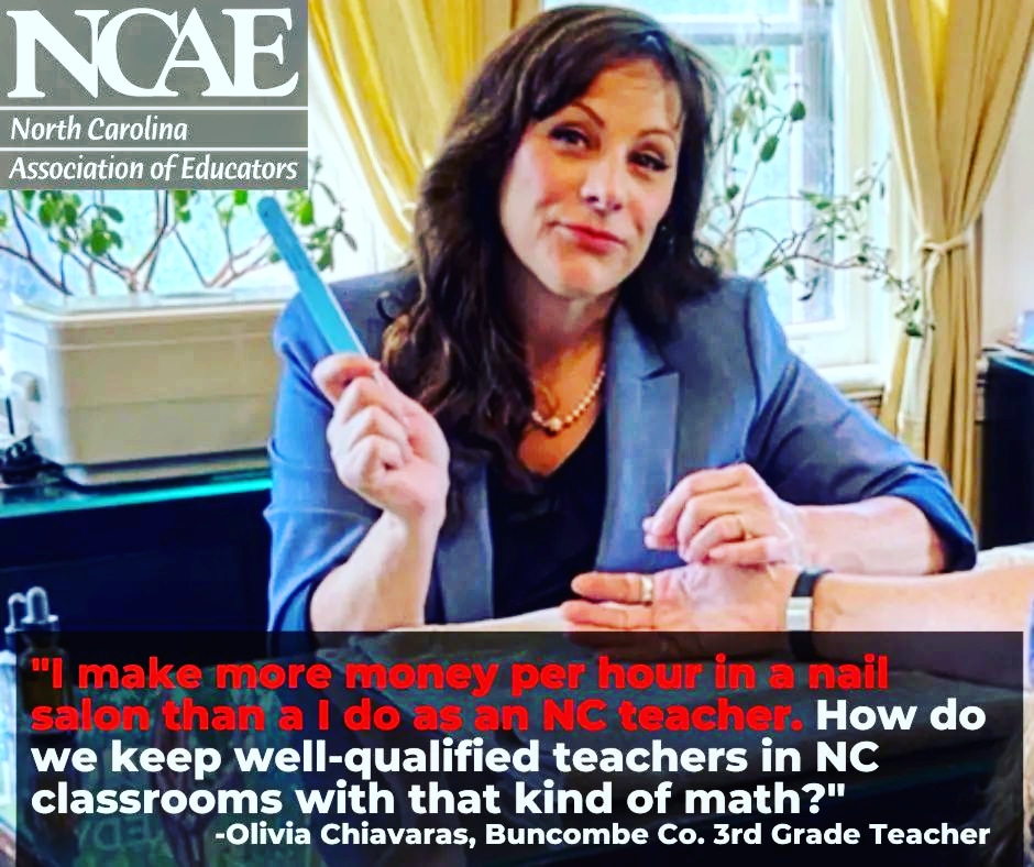 In a nail salon in Asheville, a 3rd grade teacher raises good questions for state lawmakers who have yet to pass a state budget for the year which started July 1st.
#Red4EdNC #Red4Ed #ncpol #ncga #nced #clt #cltnews #avl #avlnews #ilm #gso #GreenvilleNC #newbern #teacherlife