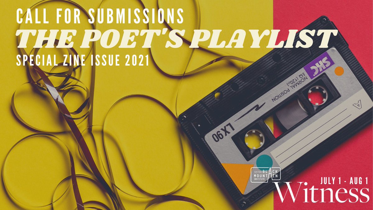 witnessmag's tweet image. Poets! Send us your musically inclined poems! We want to hear about your favorite bands, the song that takes you back, the music that made you. Submit today for this special summer issue! bit.ly/poetsplaylist

#poetrycommunity #WritingCommunity #poets #amsubmitting #zine