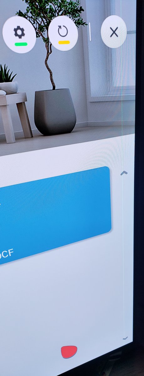 Rhamnetin's tweet image. Unbelievable: my LG C9 developed a fault (cyan line artifact on right side) shortly after the warranty expired. 1 year warranty should be illegal. @LGUS