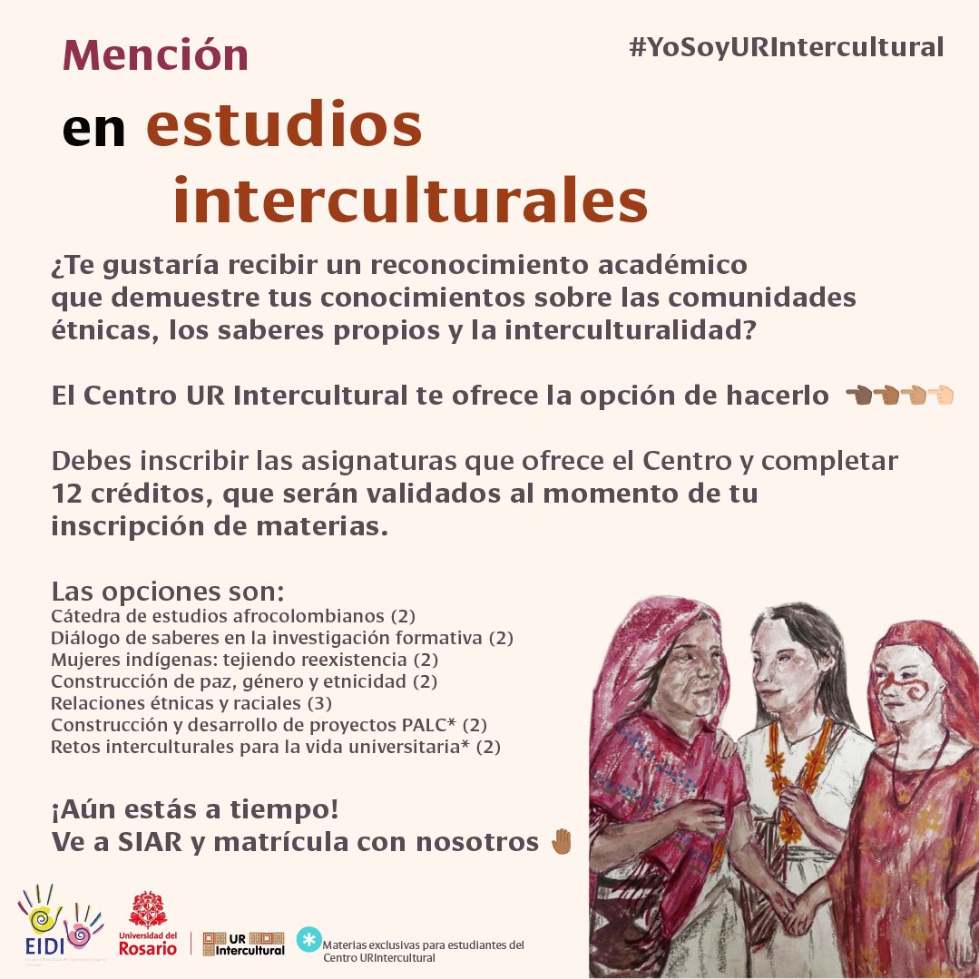 #YoSoyURIntercultural los invita a inscribir nuestras asignaturas y completar la mención en Estudios Interculturales🤗
El país y mundo de hoy necesita profesionales con conciencia social e intercultural,
¡Haz parte del cambio!🍂