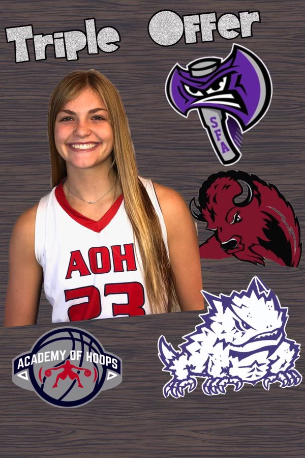 Huge week for 2023 Emma Troxell on getting 3 offers from TCU, Stephen F Austin, and West Texas A&amp;M!!! The motor and toughness this girl plays with is starting to be recognized!!! <a href="/_Emma_Troxell_/">Emma Troxell</a> <a href="/SFA_WBB/">Ladyjacks Basketball</a> @TCUWbasketball @LadyBuffHoops #aohballers #academyofhoops🏀