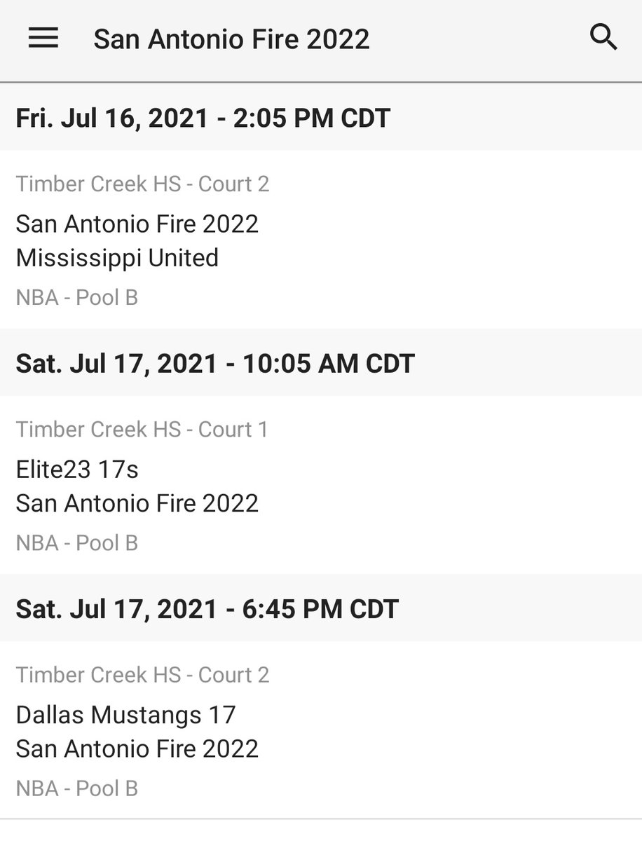 SA Fire 2022 <a href="/tsibleyt1/">Thomas - SA Fire 2022</a> roster and schedule for this weekends live period <a href="/TexasHoopsGASO/">TexasHoops/GASO 🔗</a>. #GASO <a href="/AlamoCityHoops1/">Alamo City Hoops</a> @T_Littlefield10 <a href="/PrepHoopsTX/">Prep Hoops Texas</a> <a href="/JoshMor98055974/">Josh Moreno</a>
@ChigboguIsaac

Coaches can watch all games live here:
ballertv.com/events/gaso-ke…