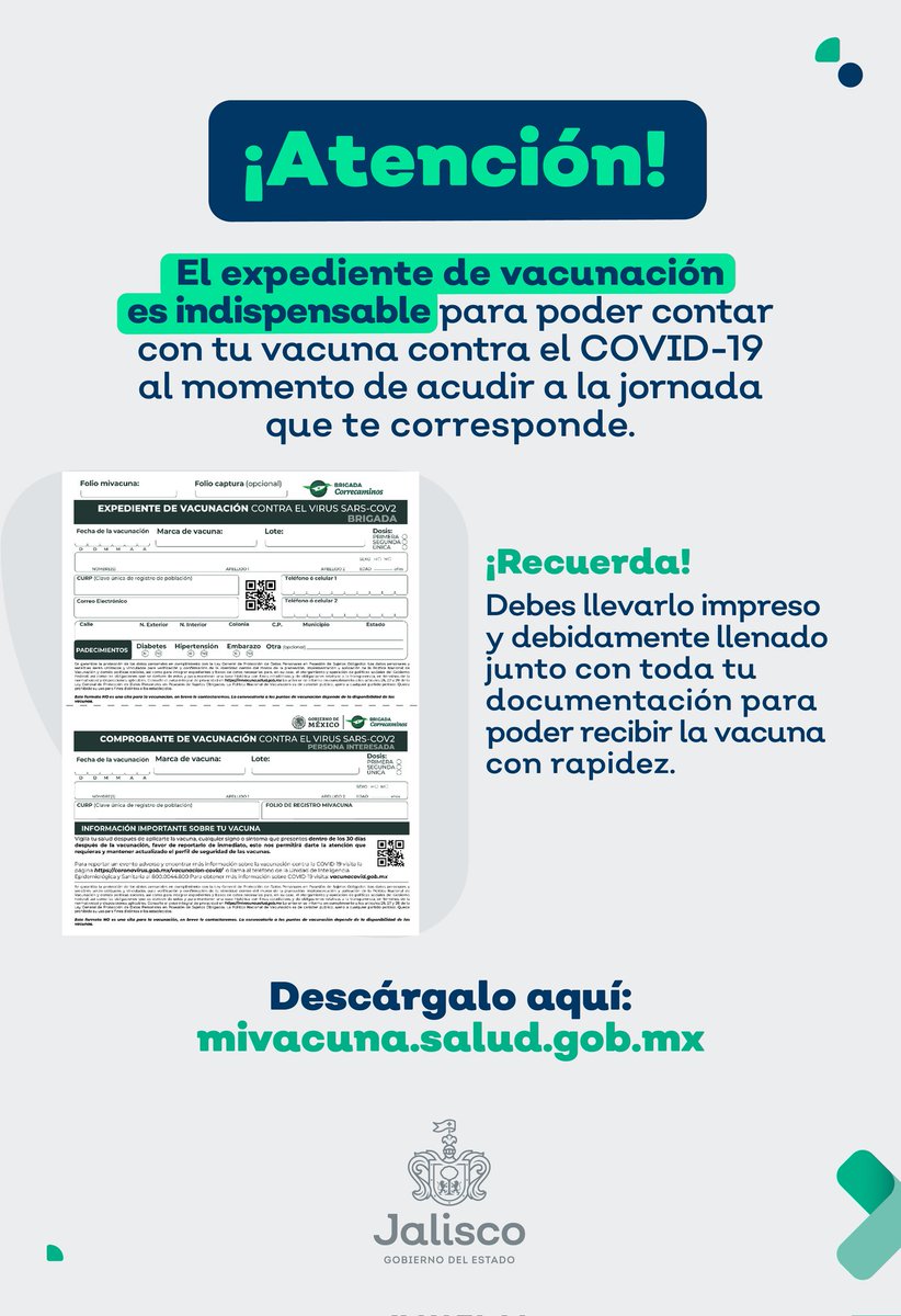Secretaria De Salud Jalisco On Twitter Acudir Con Todos Los Requisitos Impresos Garantiza Que Te Apliquen La Vacuna Sin Contratiempos Y De Acuerdo A Tu Cita Ayudanos En Casa Y Completa Tu