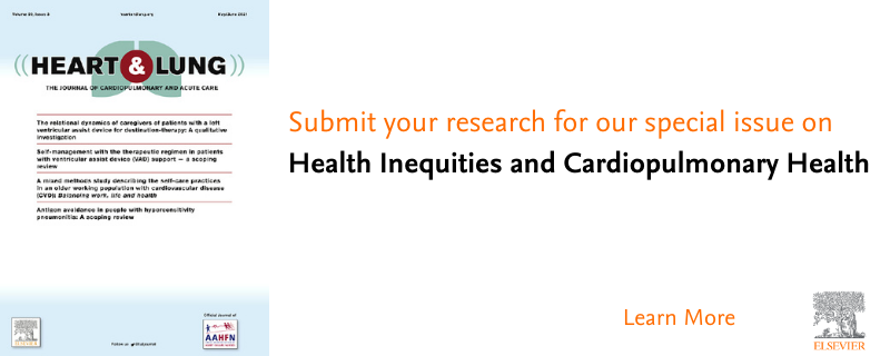 New Call for Papers! Learn more about Health Inequities and Cardiopulmonary Health, and submit here: bit.ly/3ejigS3