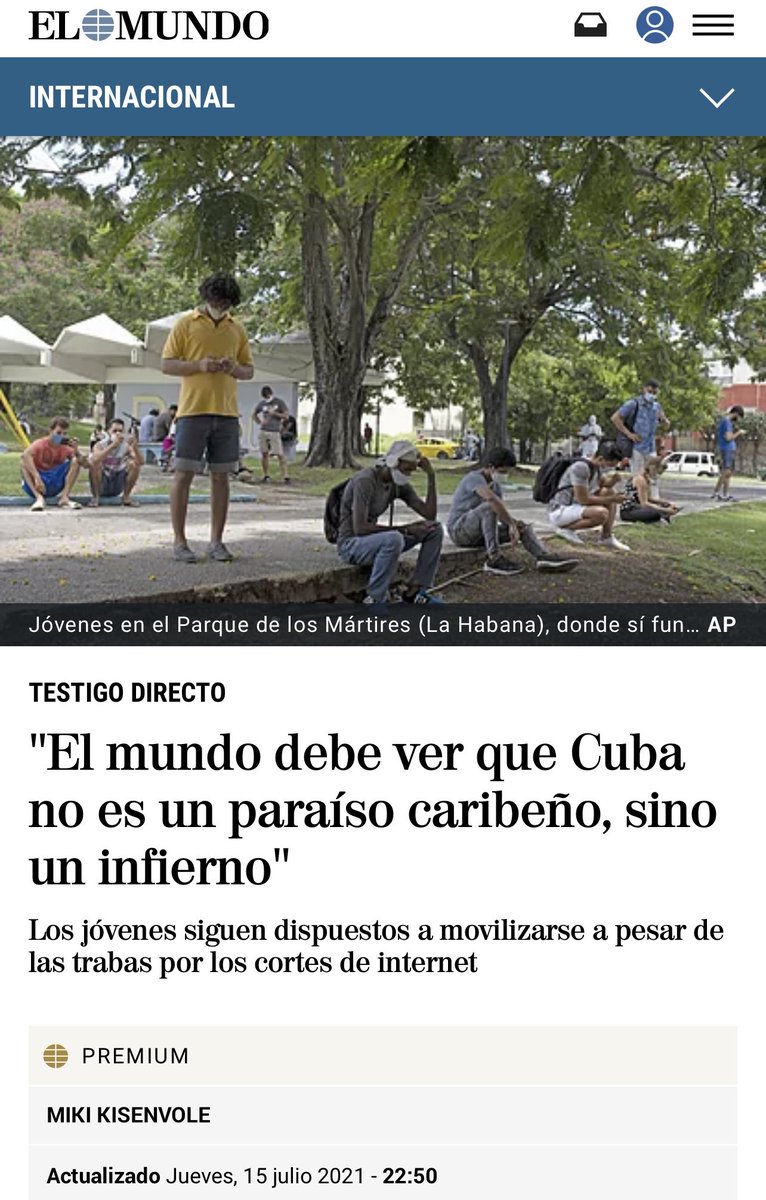 🔴👉"solo hay dos soluciones: salir a la calle o salir del país"

🔴👉como no hay dinero, solo queda protestar. Han cortado el internet. No hay prensa libre...

🔴👉una dictadura respondiendo con represión y balas❗️

#SOSCuba🆘🇵🇷🆘 #CubaLibre